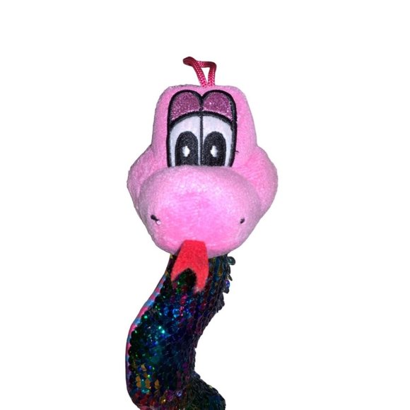 Flip Sequin Plush Toy Snake 16 inch Long Pink Head - Picture 4 of 16